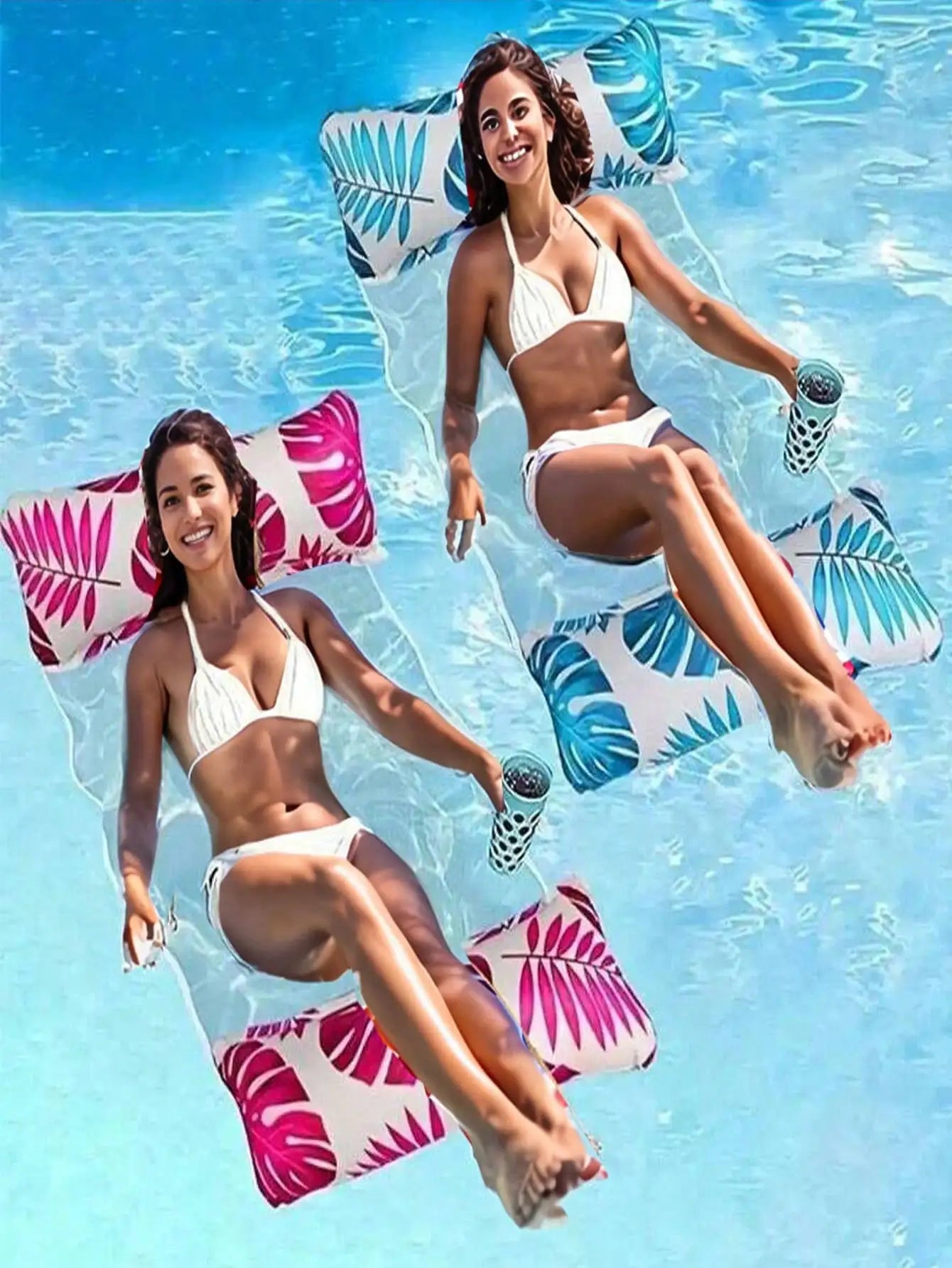 Summer Foldable Water Hammock Swimming Pool Inflatable Air Mattress for Swimming Beach Lounger Floating Sleeping Bed Chair