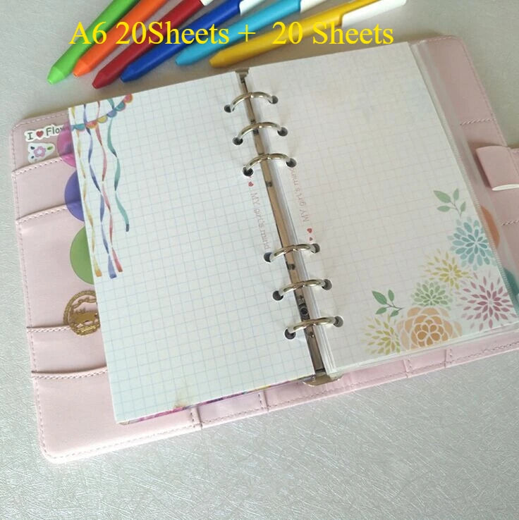 A5 A6 A7 40Sheets Loose Leaf Notebook Refill Spiral Binder Inner Page  Inside Paper Stationery