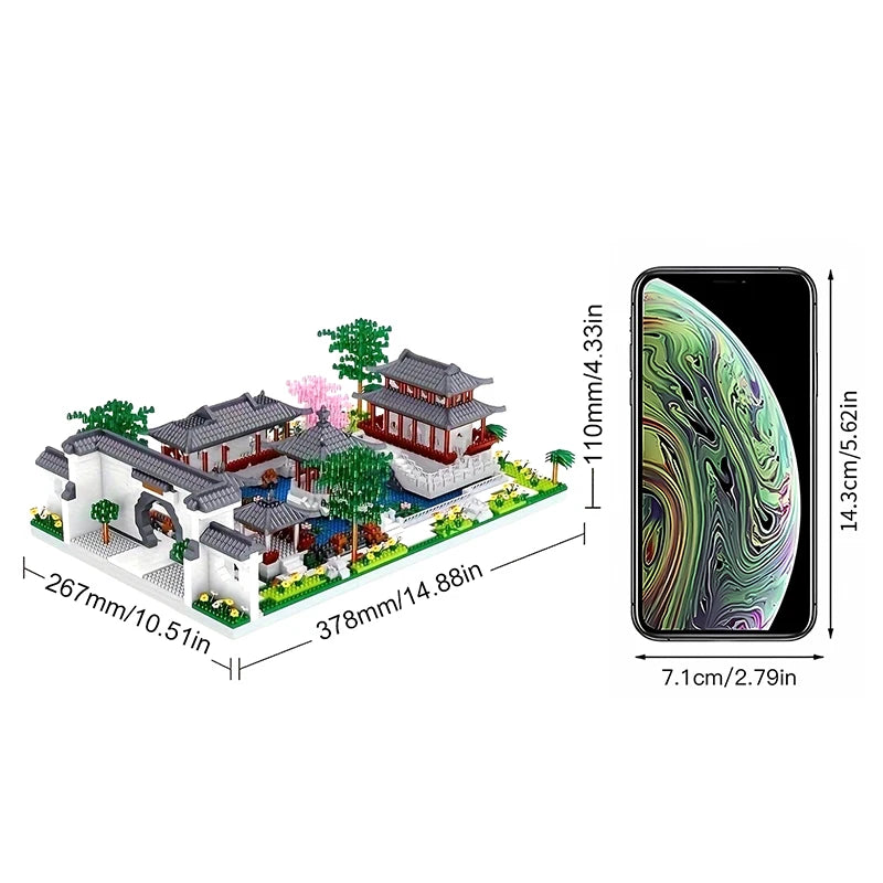 Suzhou garden Chinese classic building microparticle building block model decoration educational toys