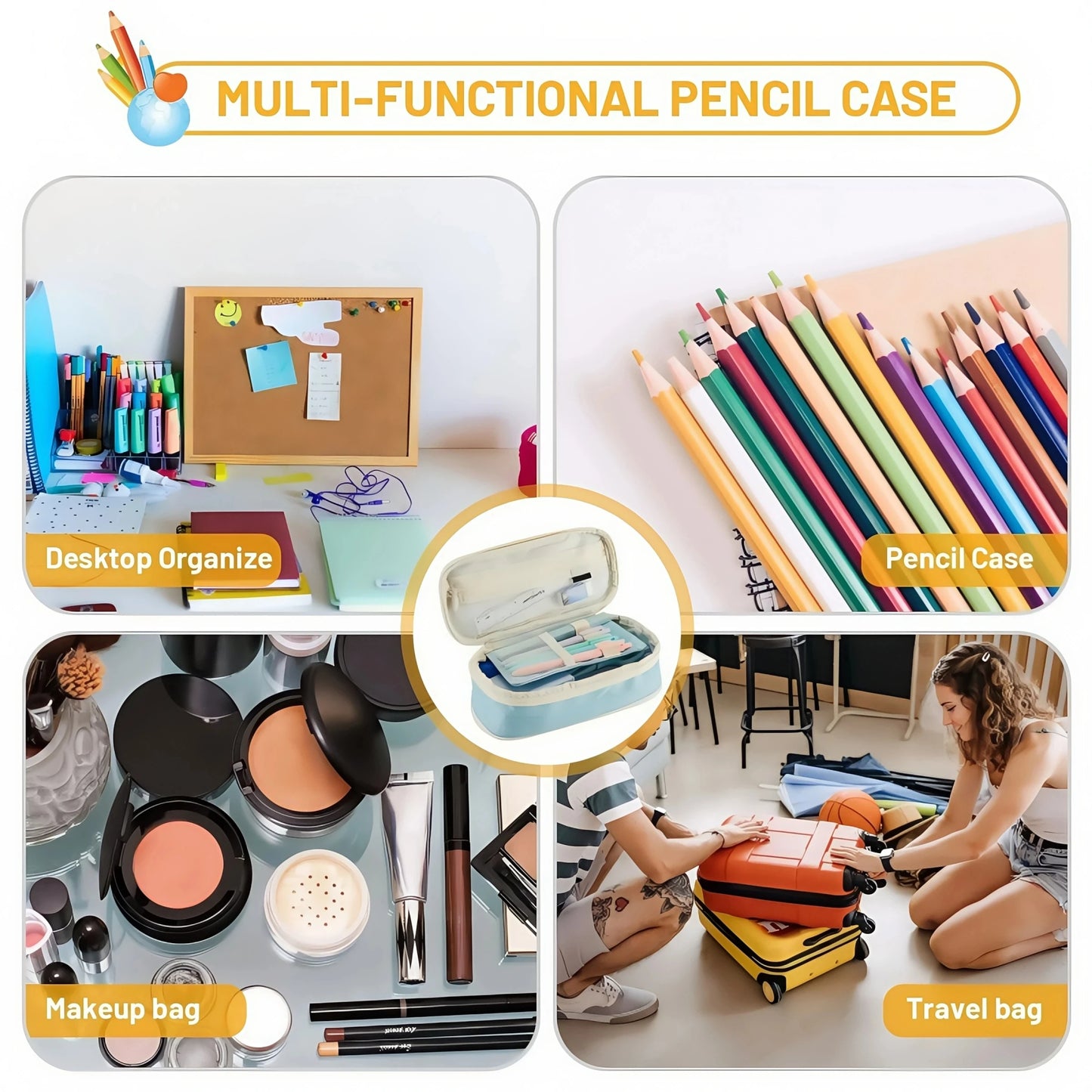 Large Capacity Pencil Case Stationery School Supplies Pencil Cases Pouch Office Desk Storage Bag Students Kids Pen Case Bags Box
