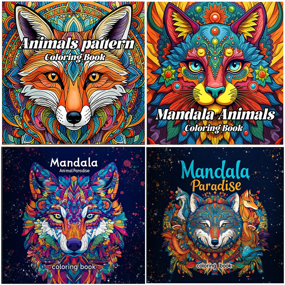 Mandala Animals Paradise Art Coloring Book 24 Page Gift For Birthday Party Relieve Stress Kill Time Graffiti Painting Drawing