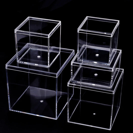 Transparent Acrylic Boxes With Cover Plastic Organizer Gift Packing Box Food Candy Storage Container For Home Figure Toy Display