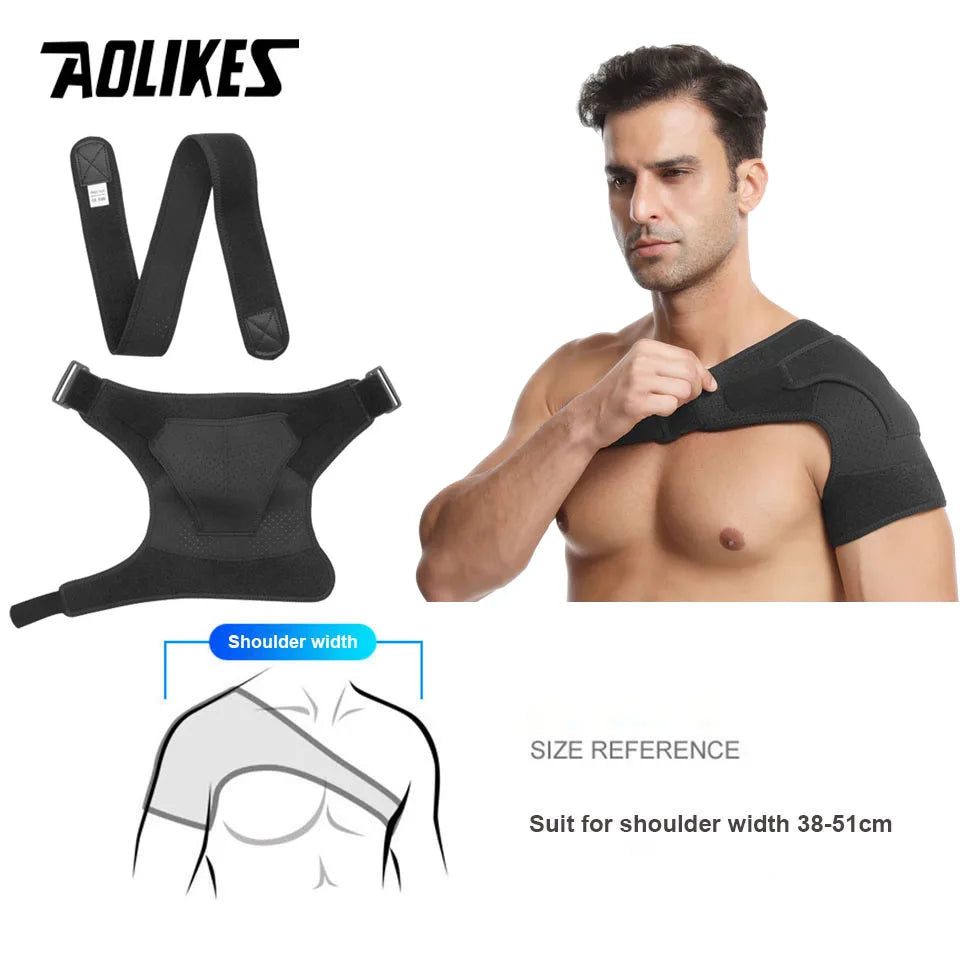 AOLIKES New Shoulder Brace Adjustable Shoulder Support With Pressure Pad for Injury Prevention, Sprain,Soreness,Tendinitis