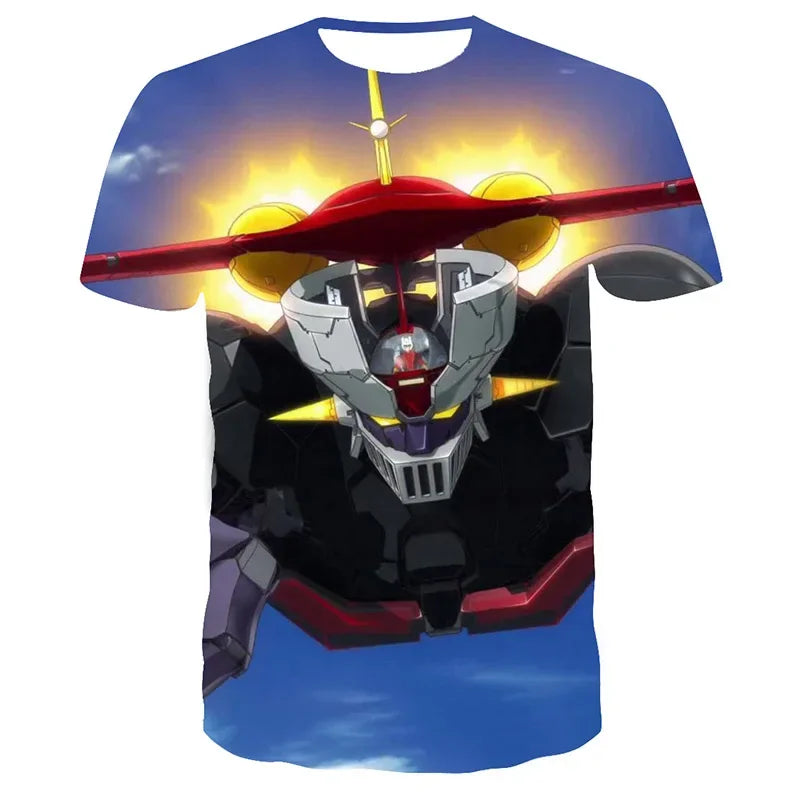 Mazinger Z 3D Print T-Shirts Anime Robot Streetwear Men Women Fashion Oversized Short Sleeve T Shirt Kids Tees Tops Man Clothing