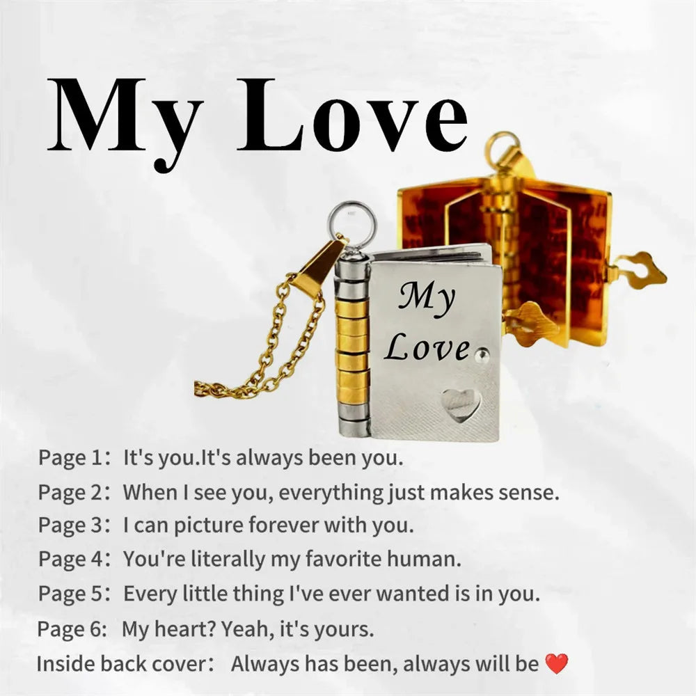 Mother’s Day Gift Best Mom Ever Book Necklace Stainless Steel Engraved Book Locket Necklaces Women Daughter Present for Mom