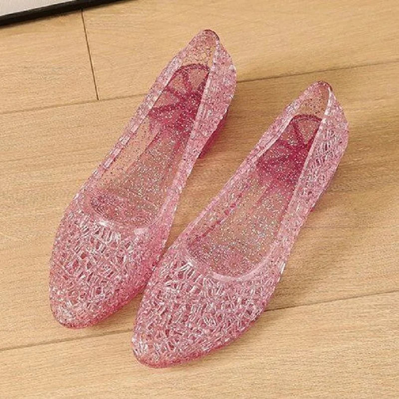 Crystal Glitter Sandals Women's Lightweight Jelly Shoes Thick Heels Anti-slip Soft Sole Summer Slip-on Shoes sandalias Mujer