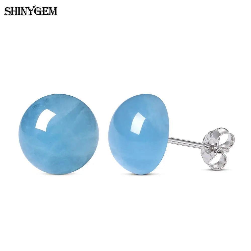 ITSMOS Natural Aquamarine s925 Sterling Silver Ear Studs Geometric Minimalist Luxury Weddings Jewelry Earrings for Women Gift