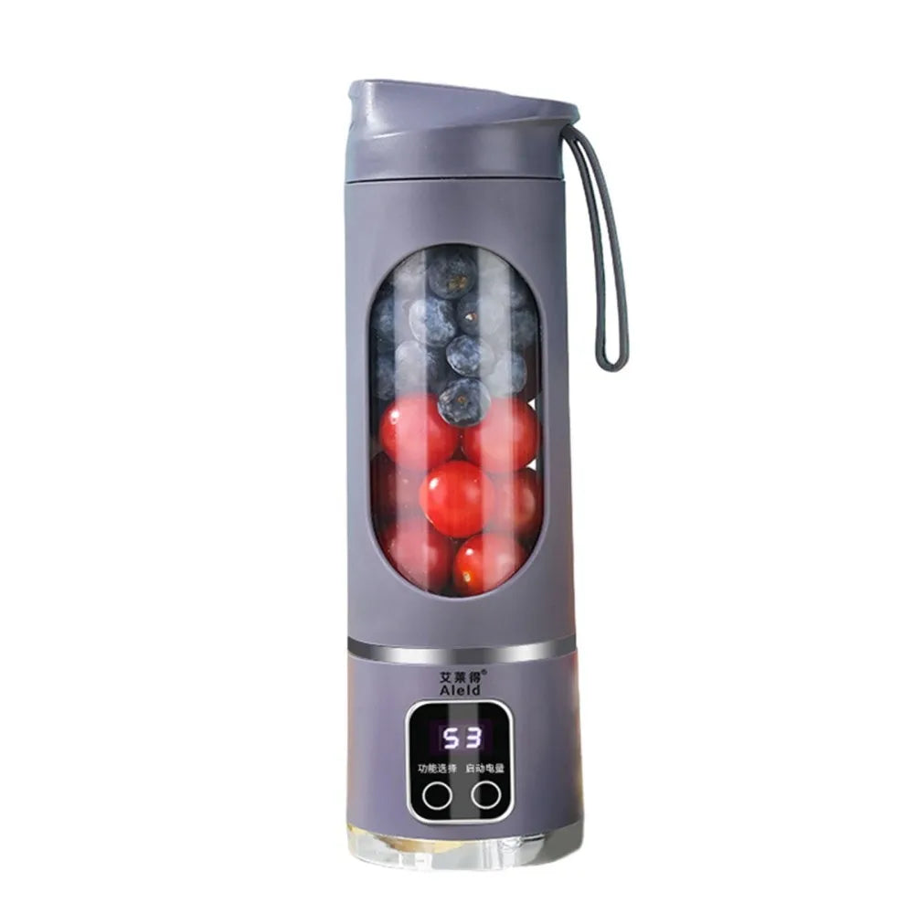 10 Blades Portable Fruit Juicer 450ml Capacity 3 Gears USB Rechargeable Blender Ice Crusher, can make smoothies/ice