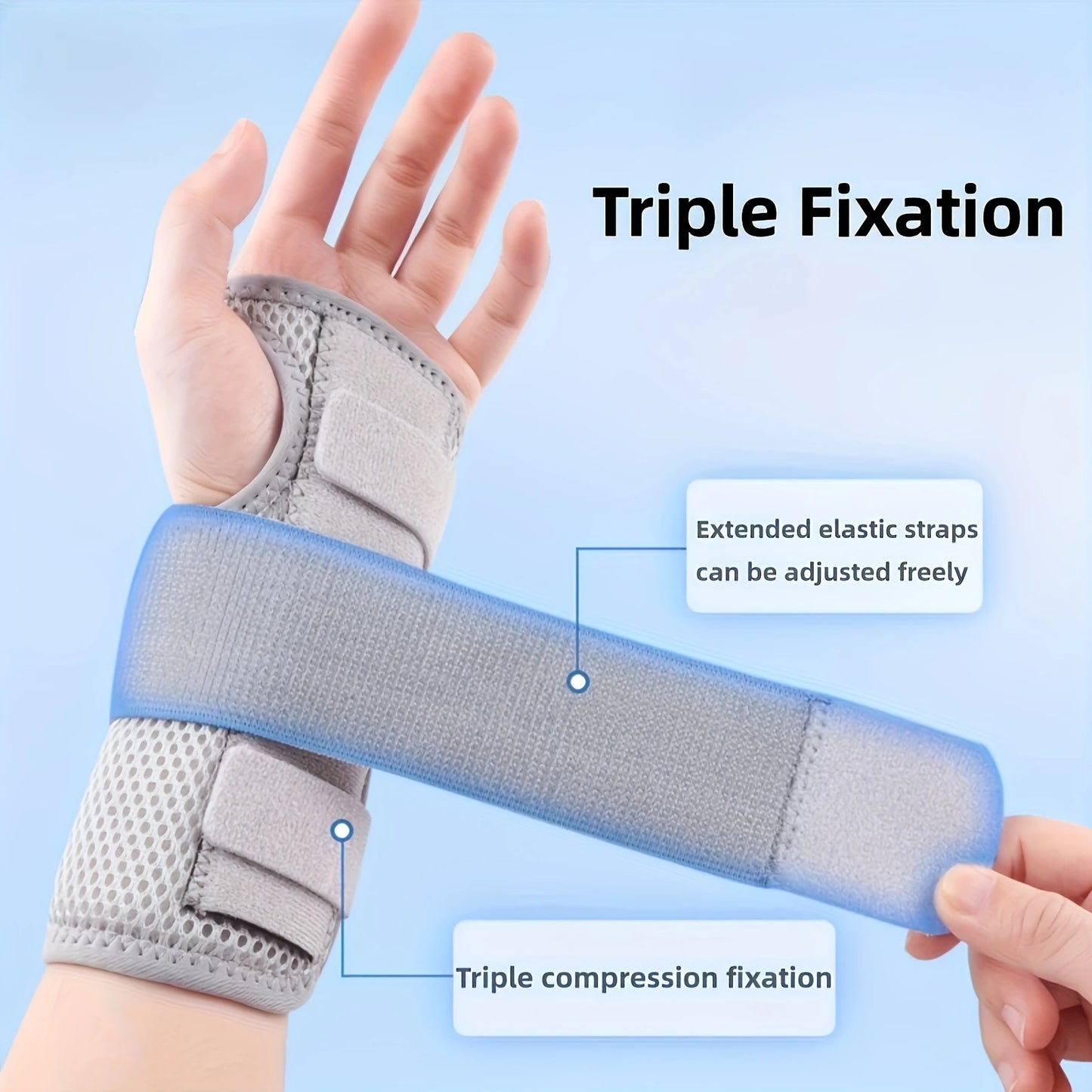 Adjustable Wrist Brace with Metal Splint Breathable Support for Sprains Carpal Tunnel Syndrome Injury Recovery for Pain Relief