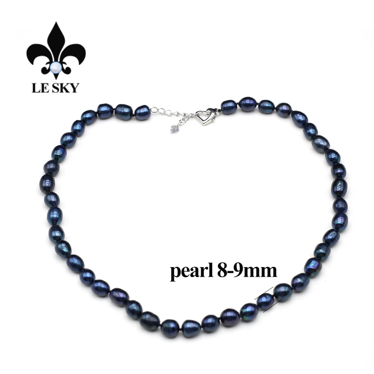 LE SKY Natural Freshwater Pearl Set Potato Shape Elasticity Pearl Bead Bracalet Necklace Earrings Wedding Party Accessories 8-9