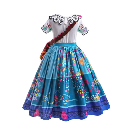 Children Princess Dress Kids Flower Madrigal Cosplay Costume Girls Mirabel Christmas Halloween Clothes Summer Outfit 2-10 Years