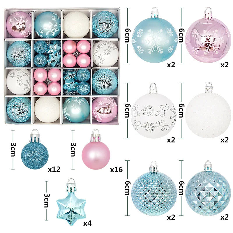 44Pcs 3/6CM Christmas Ball Merry Christmas Tree Topper Decoration for Home Decor Holiday New Year 2026 Navidad Gifts Supplies