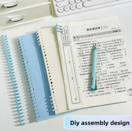 A4/A5/B5 Removable Spiral Notebook 60 Sheets Underline/Blank Loose Leaf Journal Macaron Binder for Students