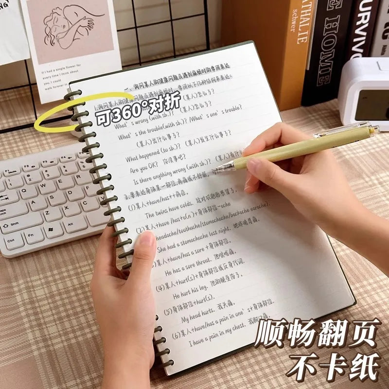 A5 Spiral Loose-Leaf Notebook, DIY Cuttable Binder, 60 Sheets, Blank & Lined Options, Vintage Style for Students & Journaling