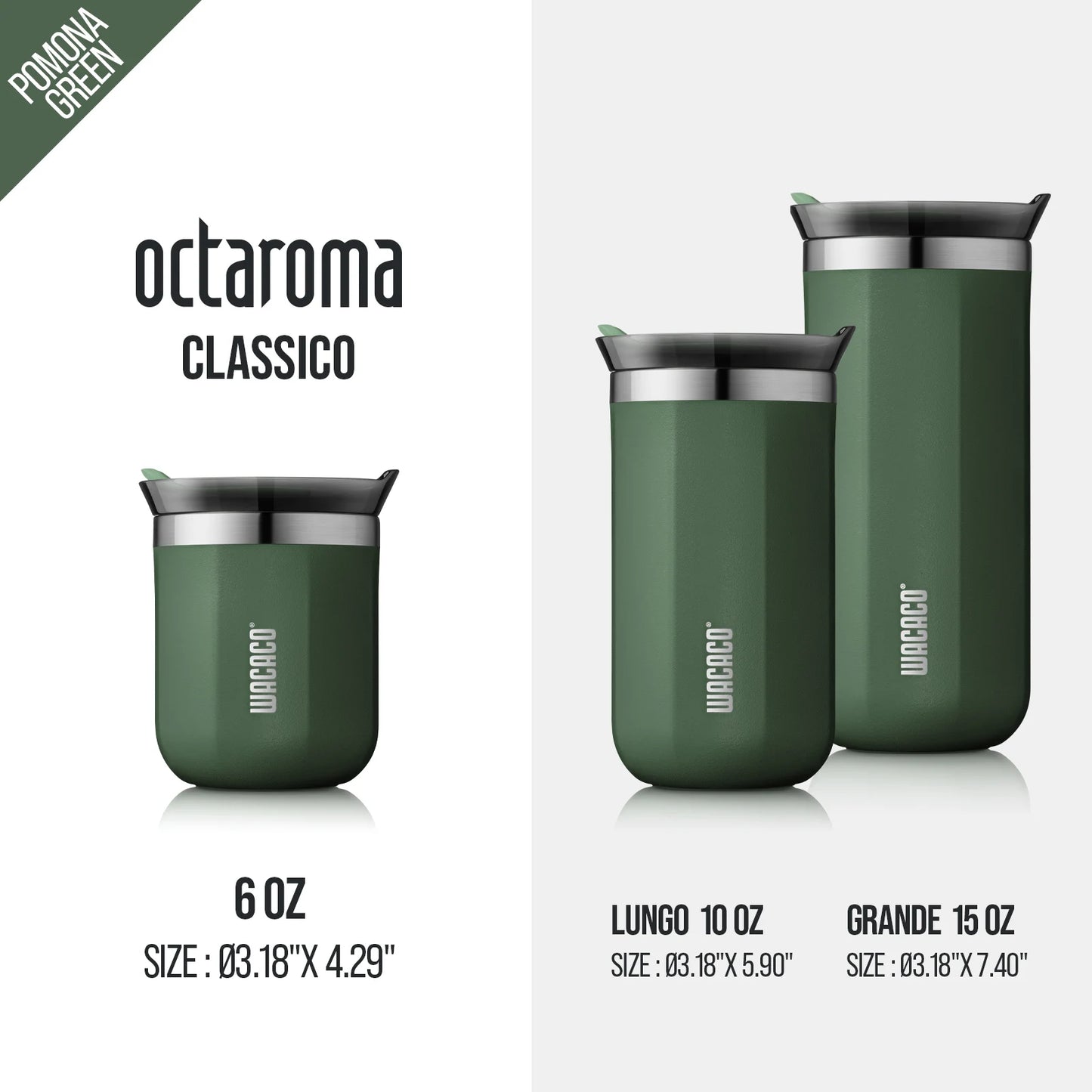 WACACO Octaroma Vacuum Insulated Coffee Mug, Double-wall Stainless Steel Travel Tumbler, 6/10/15 fl oz, thermo, Valentines Gift