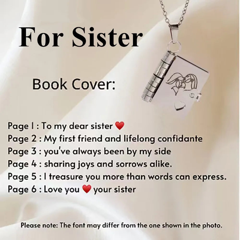 Mother’s Day Gift Best Mom Ever Book Necklace Stainless Steel Engraved Book Locket Necklaces Women Daughter Present for Mom