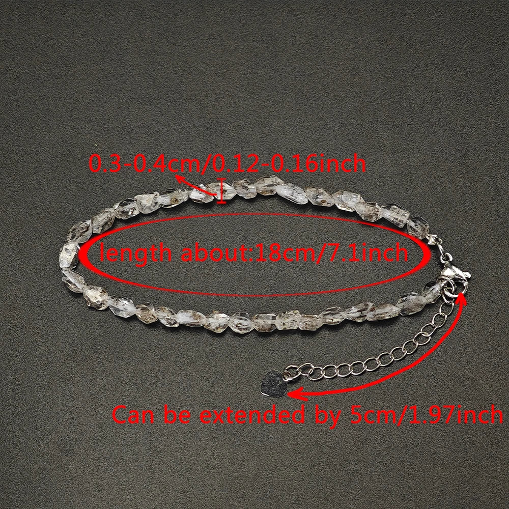 Natural Herkimer Diamond Bracelet Double Pointed Crystal Quartz Hand Chain Real Gemstone for Festival Gifts Fashion Jewelry