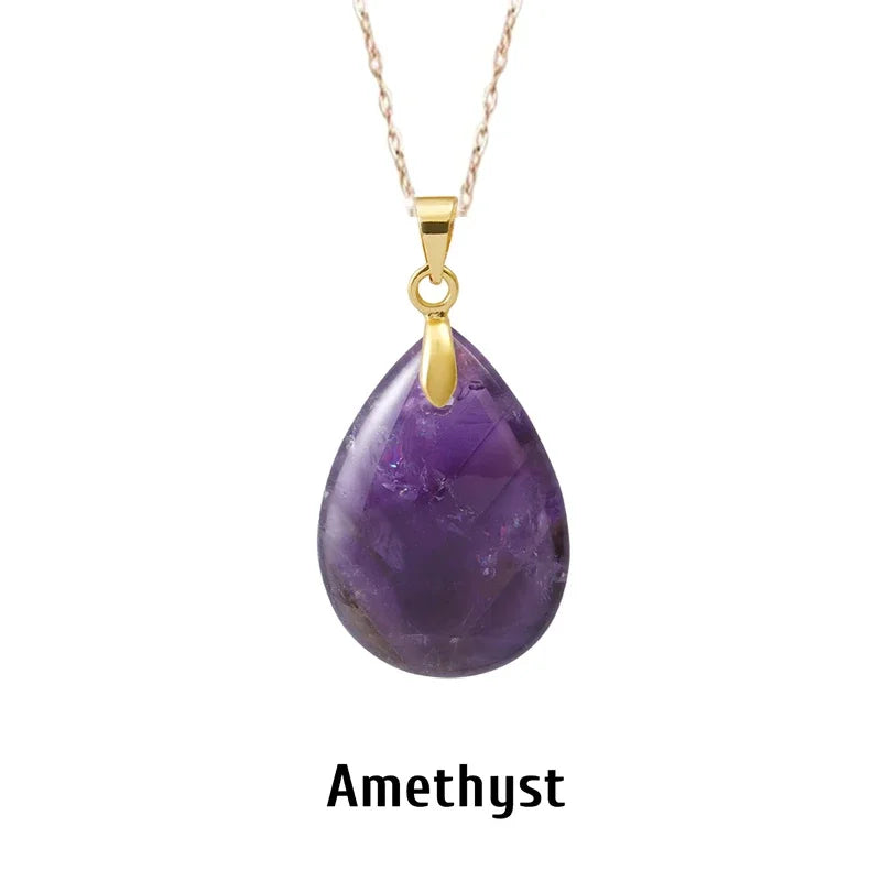 Natural Stone Crystal Pendant Teardrop Fashion Necklace For Diy Necklace Earrings Making Jewelry Christmas Friendship Gift