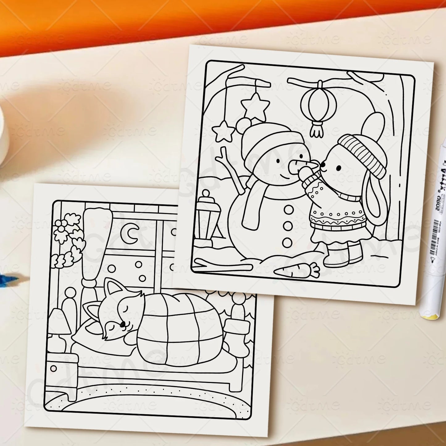 HYGGE HO HO HO SUPER CUTE & COZY CHRISTMAS Coloring Book for Adult Relaxation Kids Educational DIY Painting Drawing Book
