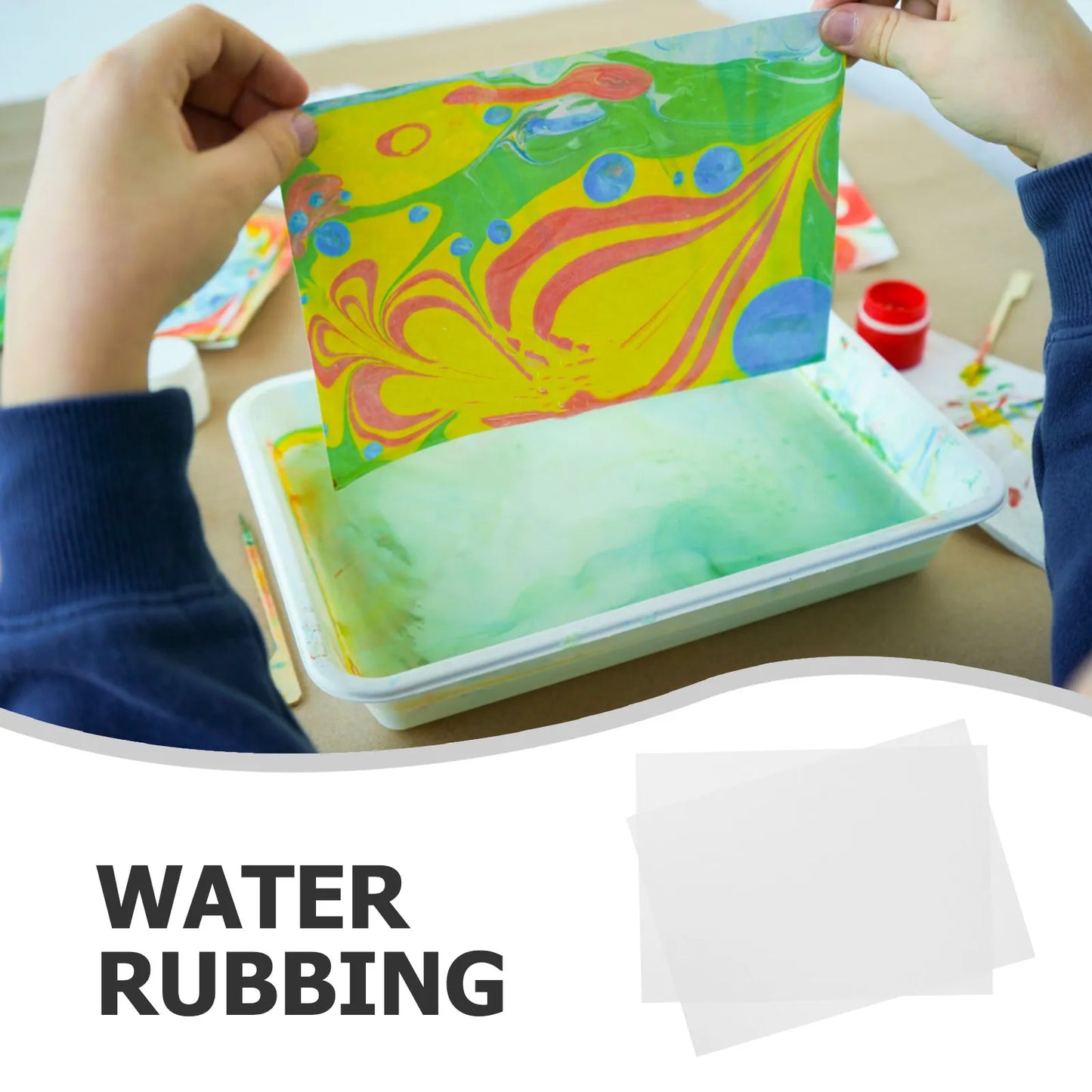 50 Sheets Water Painting Marbling Paper for Kids Beginners Arts Crafts Drawing Sheet Large Size Creative Tool