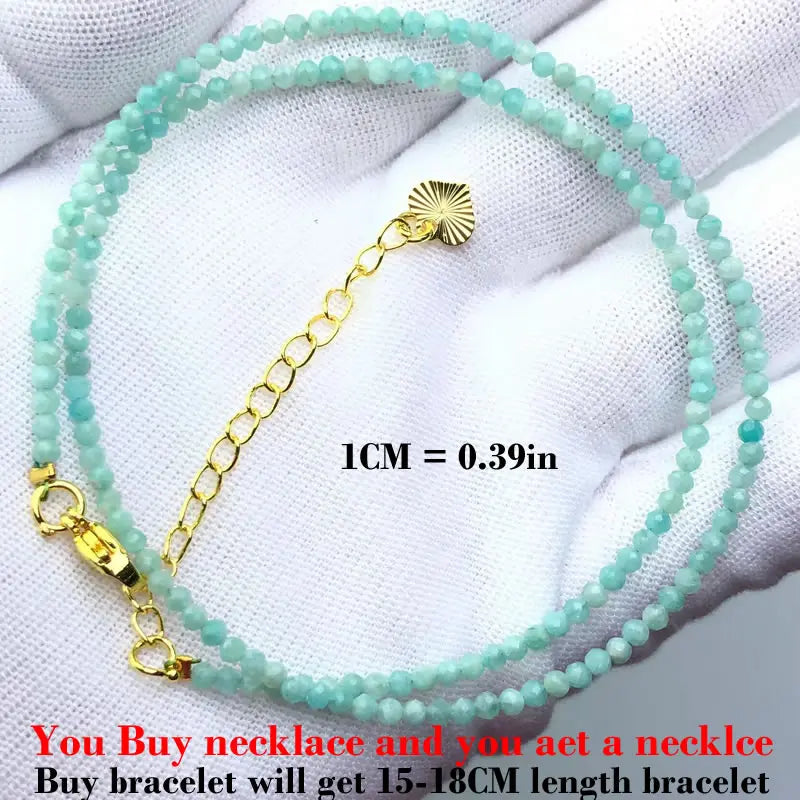 HOT Natural Stone 2mm Faceted Beads Necklace Crystal quartz Garnet agate Beaded Chains Fashion Simple Men Women Jewelry Gifts