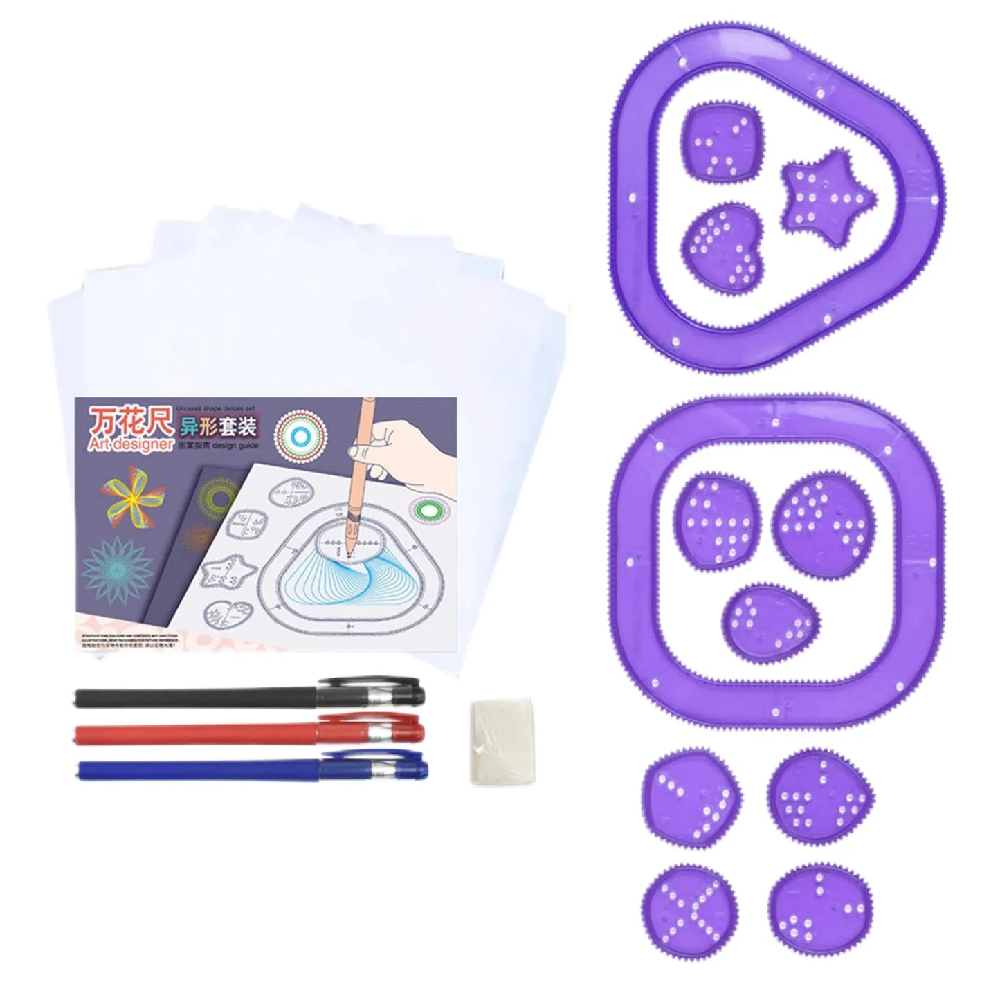 Geometry Spirograph Drawing Stencils Set Painting Template Art Crafts Creative Kids Educational Toy Variety Of Flowers Ruler