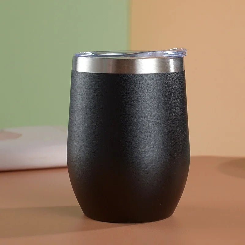 360ml Stainless Steel Eggshell Wine Tumbler Double Wall Vacuum Insulated Cup for Coffee Tea Office Home Travel