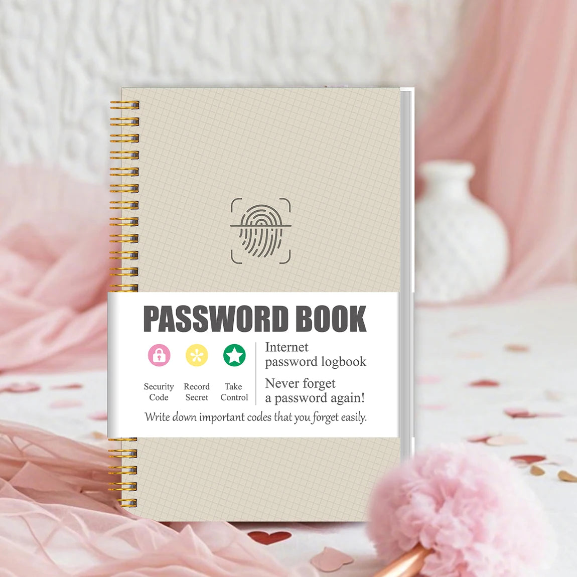 A6 Password Book Spiral Internet Password Organizer Notebook with Tabs for Login Records