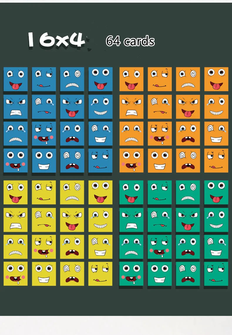 Kids Face Change Expression Puzzle Building Blocks Montessori Cube Table Game Toy Wooden Educational Toys for Children