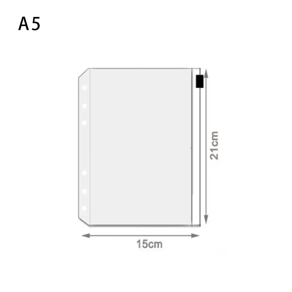 A5/A6A/A7 Transparent Loose Leaf Binder Notebook Cover Zipper Bag Note Book Journal Planner Accessories Stationery Supplies New