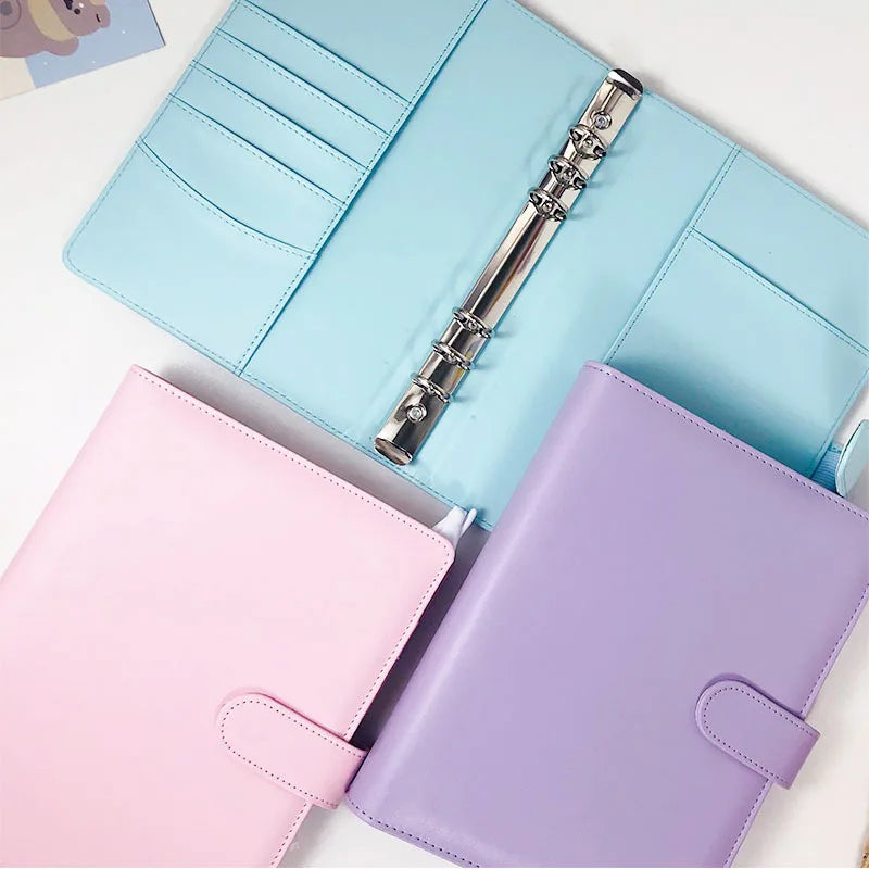 A6/A5 Macaroon 18 Colors  PU Leather DIY Binder Photocards Collect Book Diary Agenda Planner Cover Album Stationery