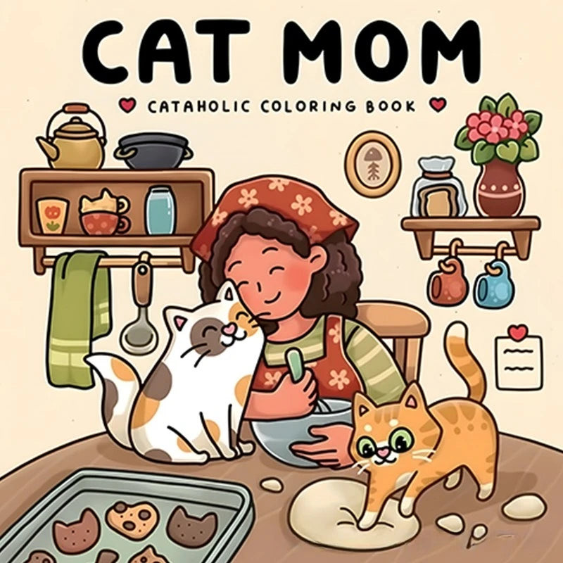 Cat Mom Coloring Book 24 Pages Heartwarming Feline Mother Illustrations for Adults Stress Relief Relaxation Gift