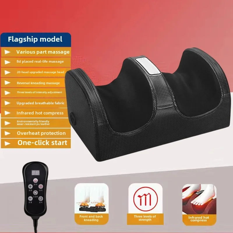 Electric Foot Massager Shiatsu Kneading Deep Tissue Relax Heated Roller Calf Pain Relief Fatigue Muscles Vibrator Machine Health