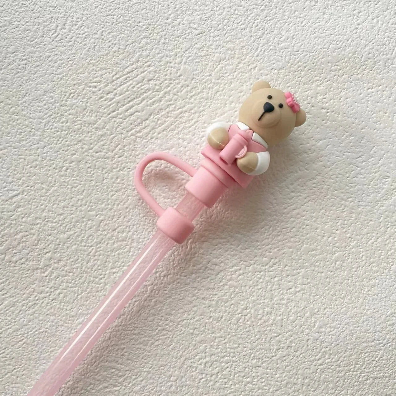 1pc Cute Bear Silicone Straw Cover Dust Plug for 7-8mm Straw Cups Tumblers Drink Lid Cap Creative Straw Toppers Cup Accessories