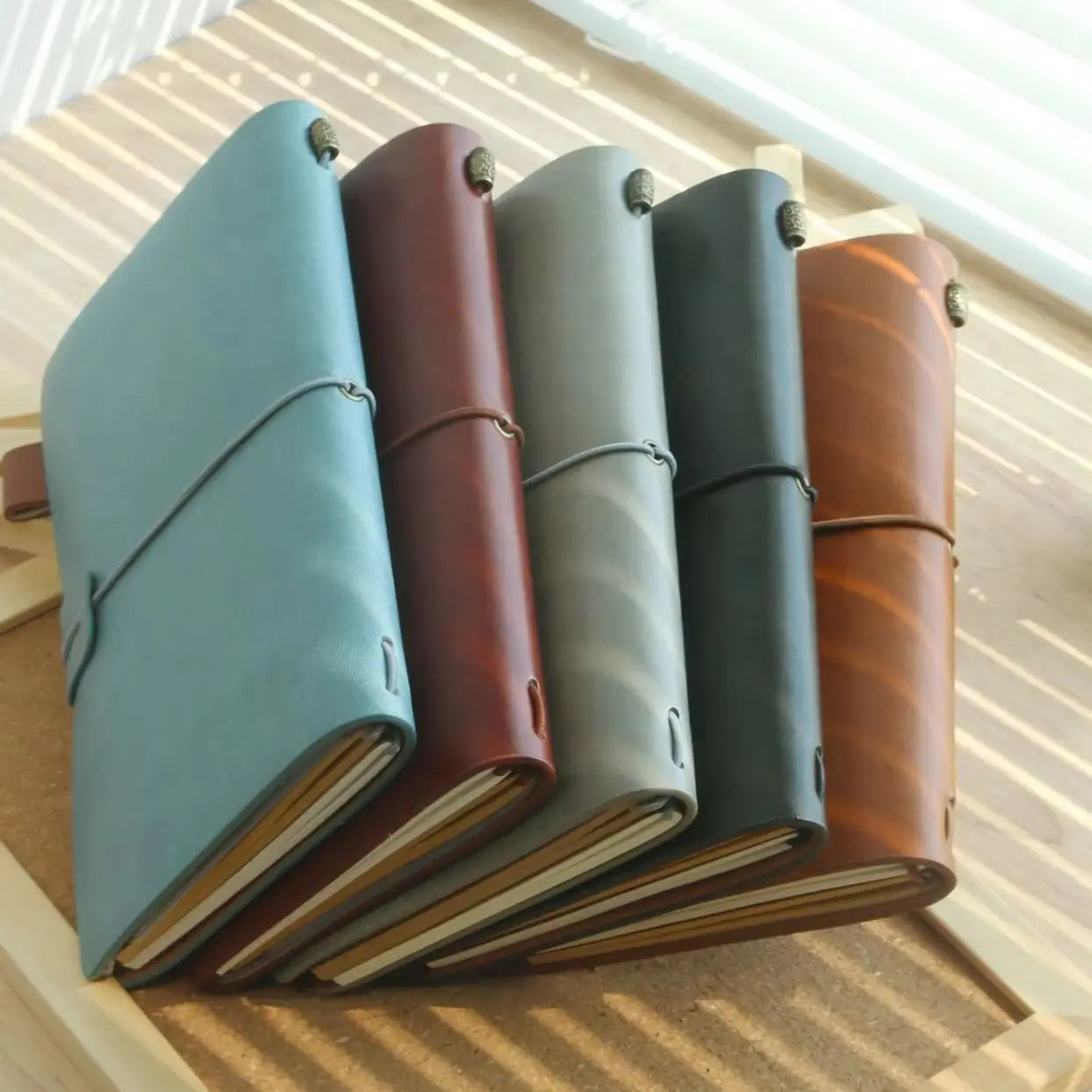 Customizable Vintage Leather Journal A6 Travel Notebook with Pen Holder And PVC Cash Card Sleeves Personalized Sketch Journal