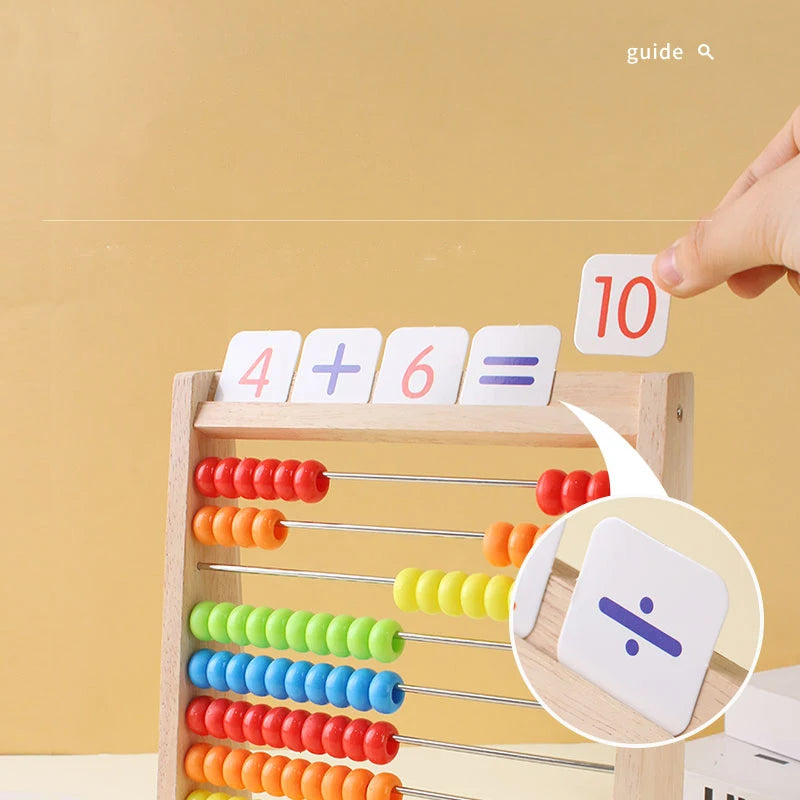 Wooden Counting Toy Abacus Montessori Education Math Toy Children Rainbow Counting Beads Addition Subtraction Operation Learning
