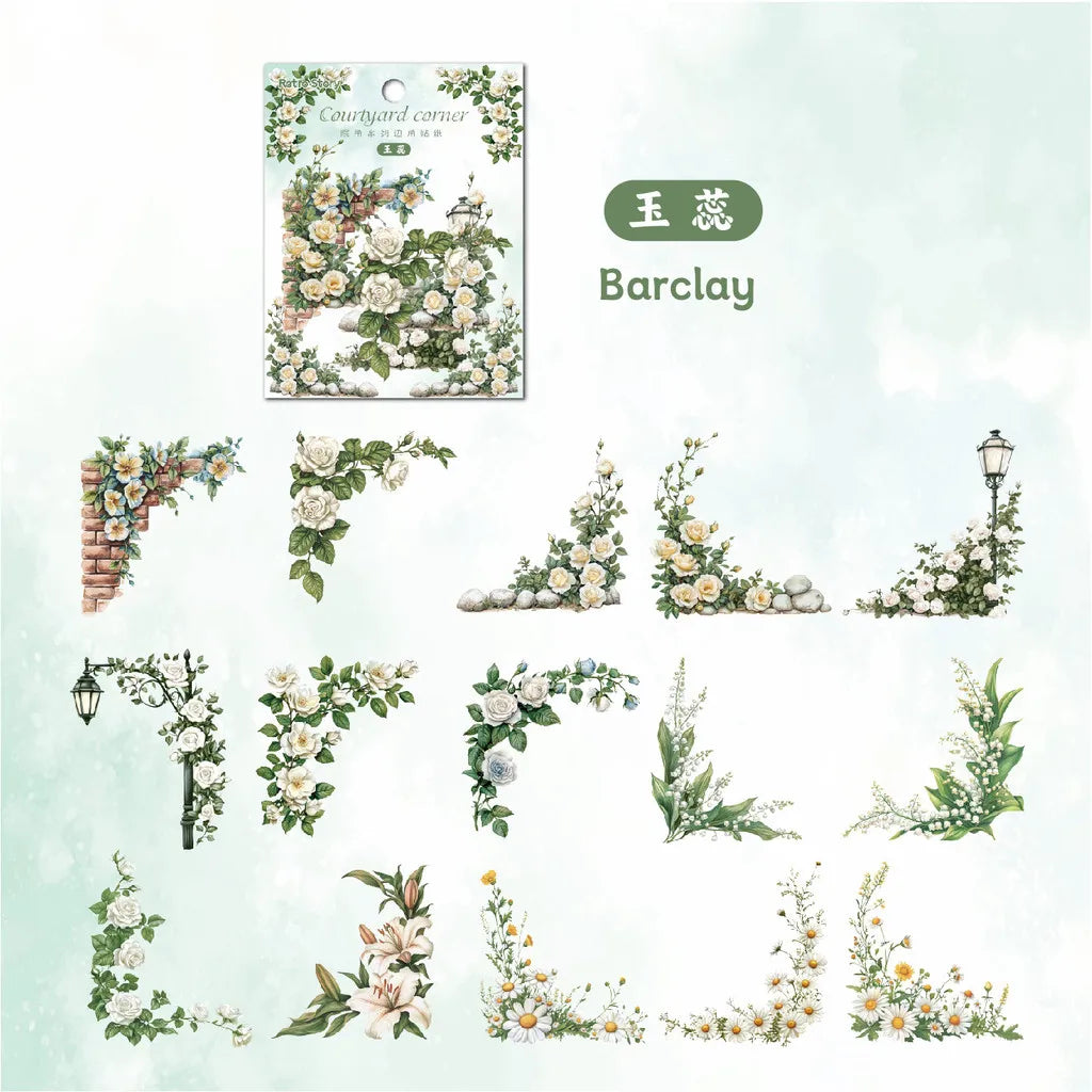 30 Pcs Flowers Corner Stickers PET sticker package DIY diary decoration sticker album scrapbooking Junk Journal