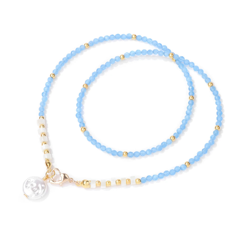 Baroque Pearl Pendant Necklace for Women 3mm Natural Stone Beaded Heart Buckle Necklaces Vintage Wedding Elegant Jewelry Gifts