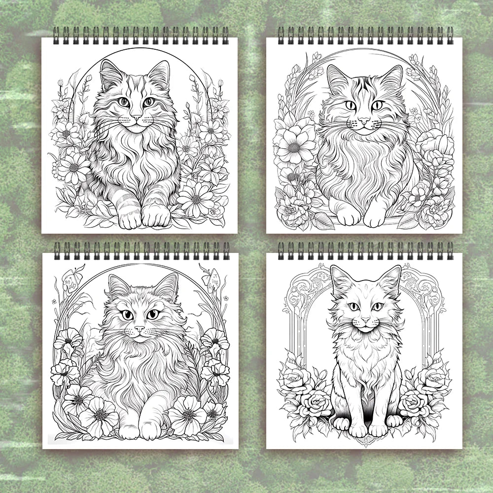 Adult coloring book - 30 Sheets Women's spiral coloring book, 8.3x 8.3 inches, drawing book, birthday gift, holiday party gift