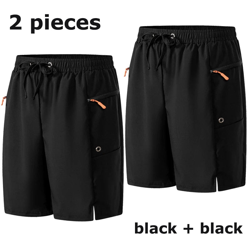 Mens Summer Beach Shorts with Zipper Pockets Quick Dry Board Shorts with Mesh Liner Swim Trunks Swimwear Swimsuit Bathing Suit