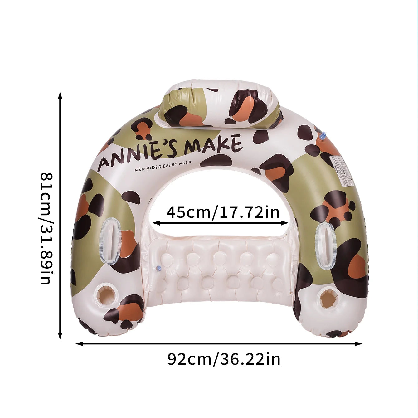 1/2PC Inflatable Pool Float Chair with Cup Holder, Water Hammock Lounger, Leopard Print, Ideal for Summer Relaxation