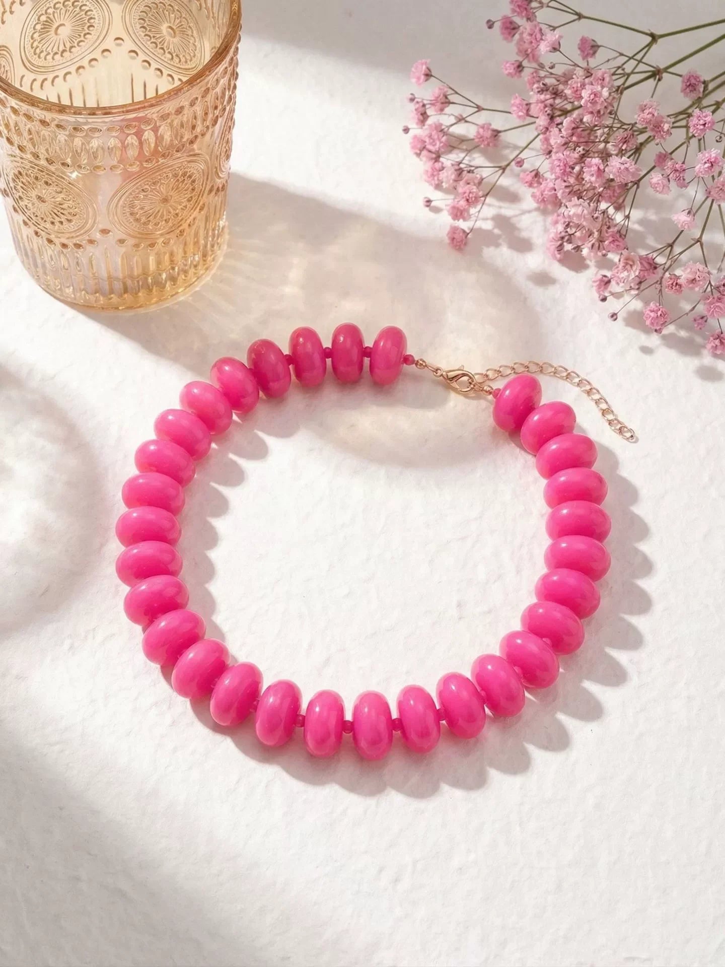 Bohemian Fashion Casual Dopamine Resin Bead Necklace Charms Chunky Jewelry Suitable for Women Daily Vacation Wear