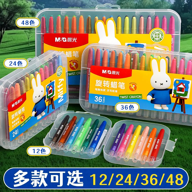 M&G Swivel Crayons for Kids No Mess Hands Paint Brushes 24/36/48 Colors Watercolor Pencils Set Art Supplies