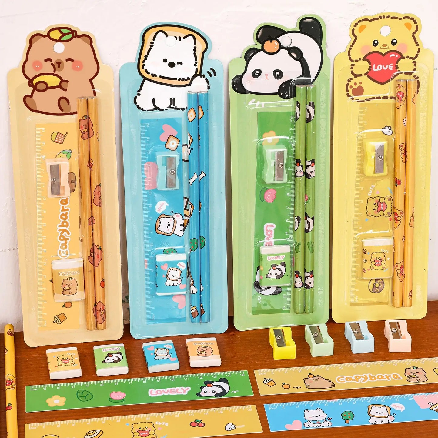 5Pcs Cartoon Stationery Set Christmas Gift Children Writing Tools Learning Supplies Prizes Gift Office School Art Drawing Pencil
