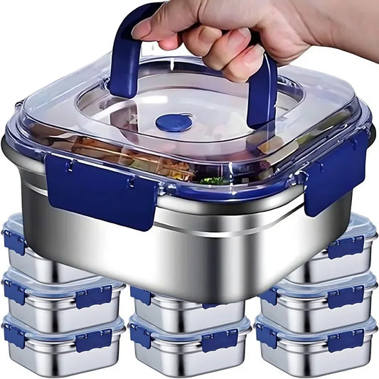 316 Stainless Steel Large Capacity Food Container - Sealed Anti-Drip Lunch Box for Camping Picnic, Fruit & Salad Storage