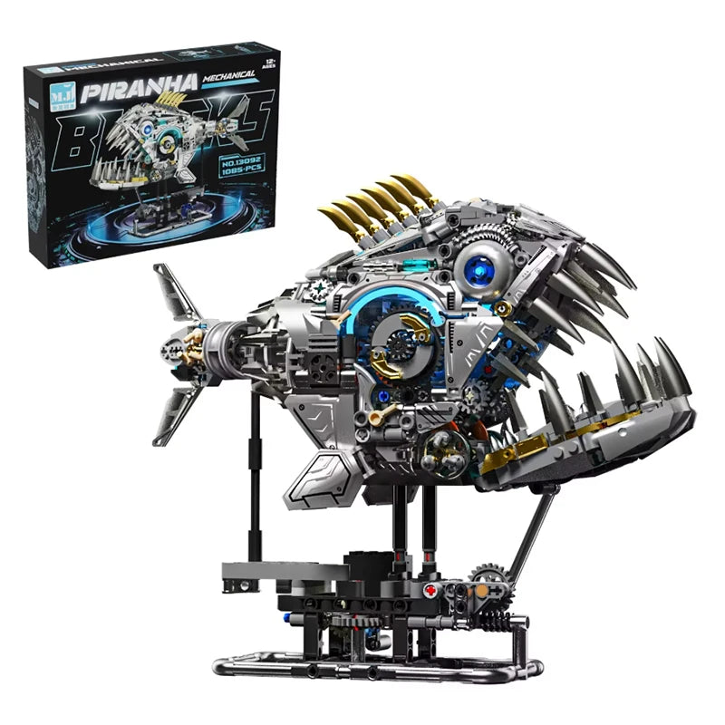 2026 New Mechanical Piranha Building Block DIY Assembly Model,STEM Educational Science Kits for Kids,Creative Desktop Decoration