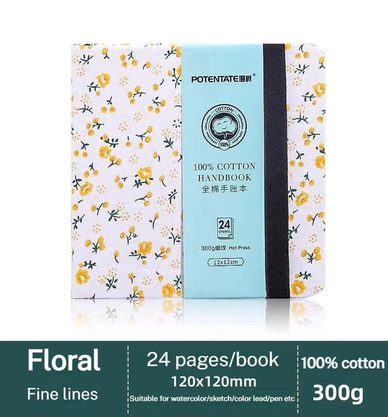 POTENTATE 100% Cotton Square Watercolor Book 300g Organ Book Watercolor Journal Drawing Book Hand Notebook Sketch Pad Book