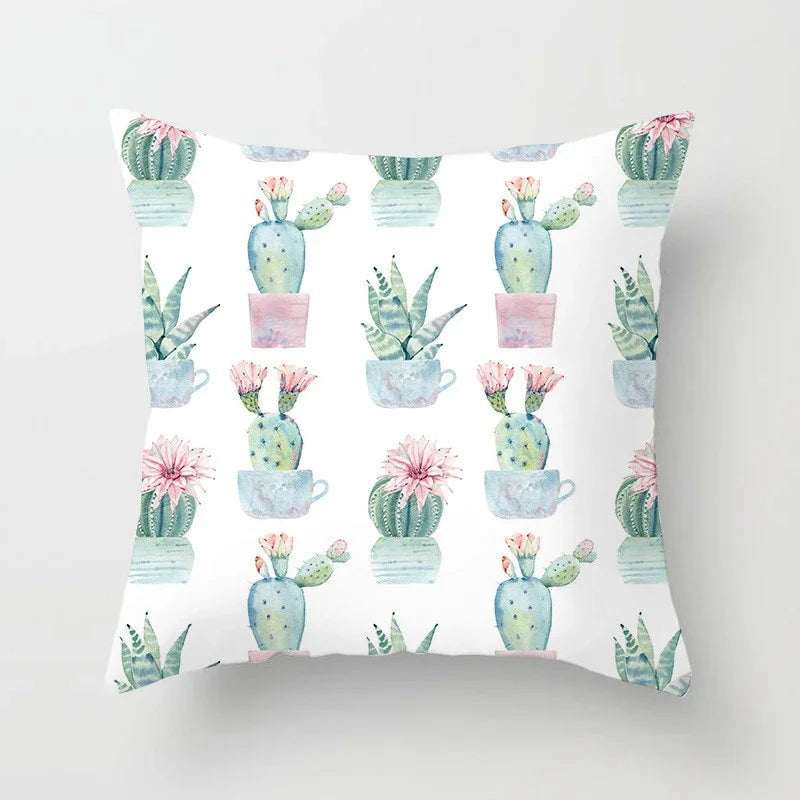 Cactus Flower Pattern Summer Decorative Cushions Pillowcase Polyester Cushion Cover Throw Pillow Sofa Decoration Pillowcover