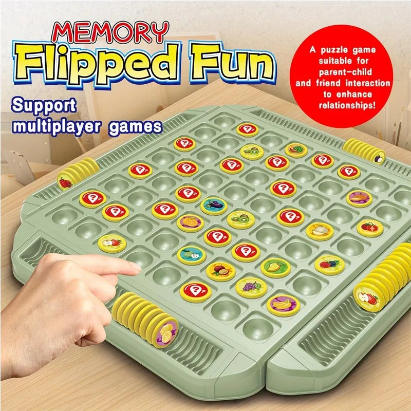 Interactive Board Game Fruit Flip Chess Game Toys Matching Puzzle Board Cartoon Flip Chess Memory Game Kid Boys Girl Child Gifts