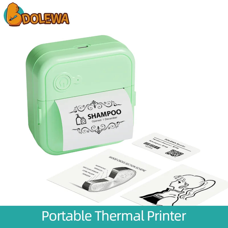 DOLEWA D8 Portable Mini Printers Wireless Bluetooth Inkless Sticker Maker Printer Tag Price Machine for Office School Kitchen